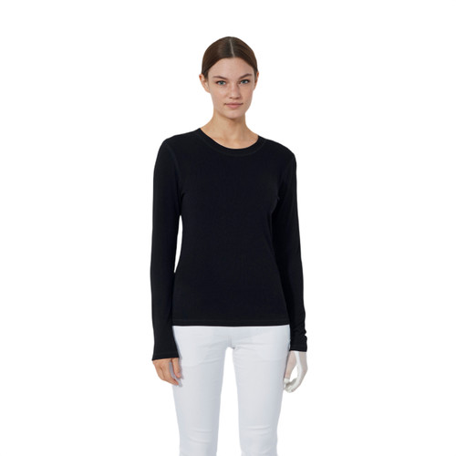 DS Ancona Black Long Sleeve Round Neck Top F25
