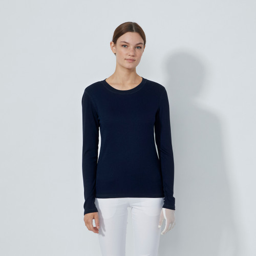 DS Ancona Dark Navy Long Sleeve Round Neck Top F25