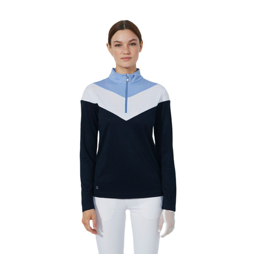 DS Dark Navy Block Long Sleeve Polo Shirt