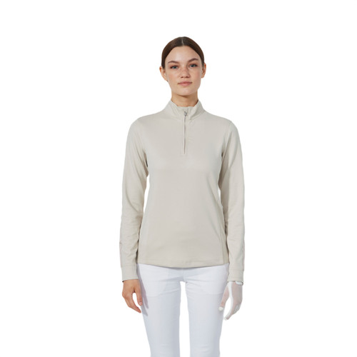 DS Anna Raw Beige Midlayer Half Neck Long Sleeve Top