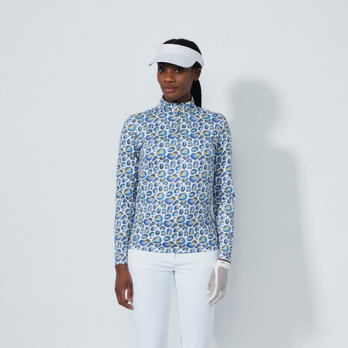 DS Water Leo Print Peached Half Neck Long Sleeve Polo Shirt image 1