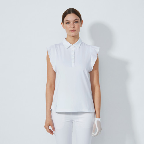 DS Luxe Frill White Sleeveless Polo Shirt image 1