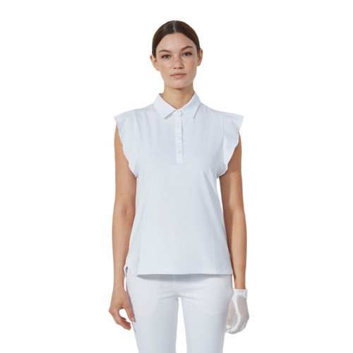 DS Luxe Frill White Sleeveless Polo Shirt