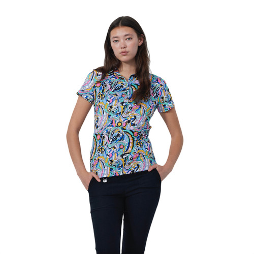 DS Art Multi Mix Colorful Print Short Sleeve Polo Shirt