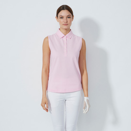 DS Fairway Pink Pansy Sleeveless Polo Shirt image 1