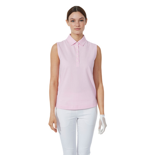 DS Fairway Pink Pansy Sleeveless Polo Shirt image 1