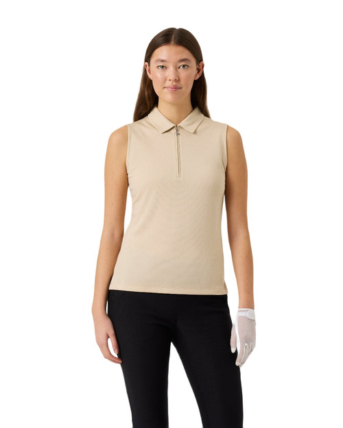Peoria Oyster Beige Sleeveless Polo Shirt image 1