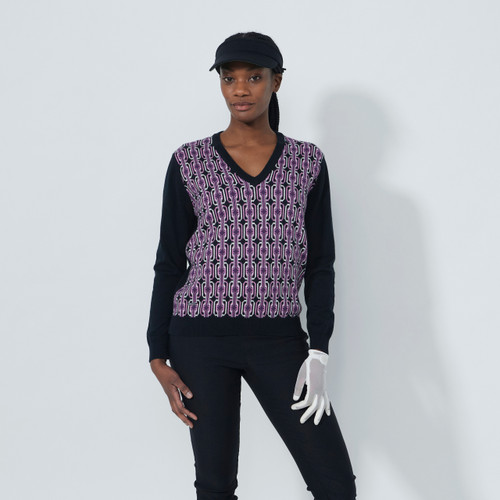 DS Delusion Black Jacquard V-Neck Pullover image 1