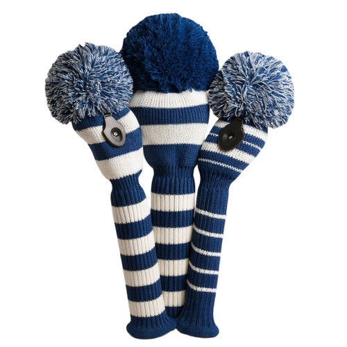 Just4Golf Navy & White Stripe Headcover Set