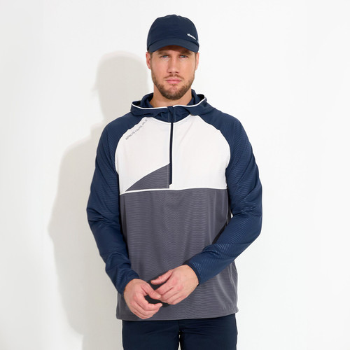 Men's Lanark Stretch Windhoodie (6oz) Navy/Grey image 12