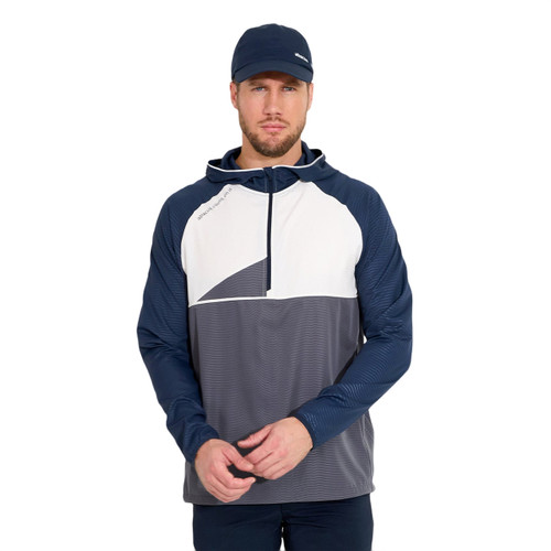 Men's Lanark Stretch Windhoodie (6oz) Navy/Grey image 12