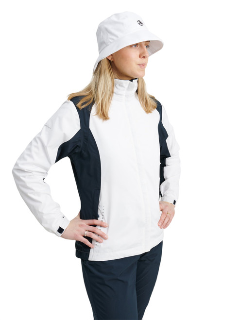 Women Links Stretch Rain Jacket White Navy image 18