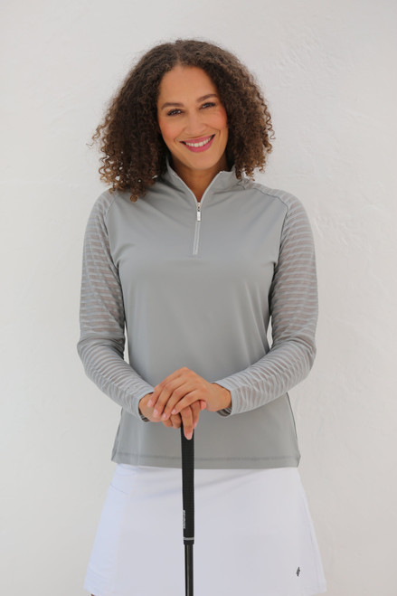 Sheer Long Sleeve Golf Shirt Dove image 1