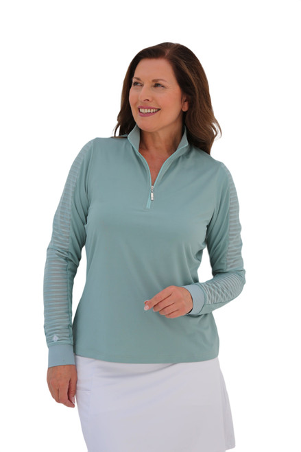 Sheer Long Sleeve Golf Shirt Mint image 1