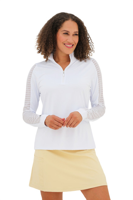 Women's Sheer Long Sleeve Golf Shirt - White image 1