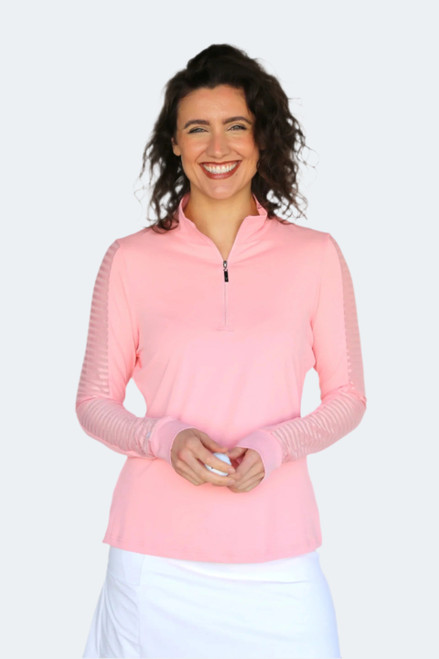 Women's Sheer Long Sleeve Golf Shirt - Grapefruit image 1