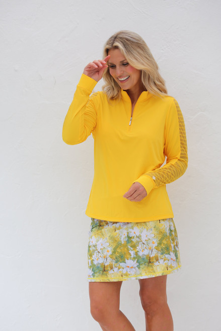 Women's Sheer Long Sleeve Golf Shirt - Marigold image 1