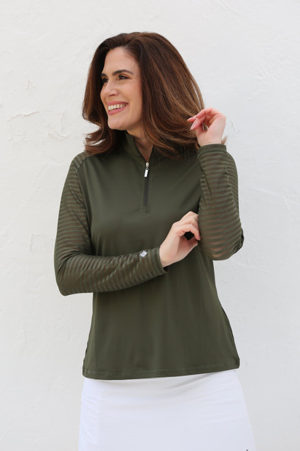 Women's Sheer Long Sleeve Golf Shirt - Moss image 1