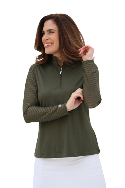 Women's Sheer Long Sleeve Golf Shirt - Moss image 1