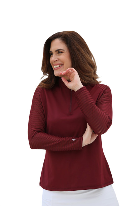 Women's Sheer Long Sleeve Golf Shirt - Claret image 1