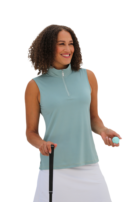 Sleeveless Mock Golf Shirt Mint image 1