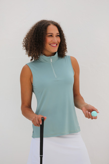 Women's Sleeveless Mock Golf Shirt - Mint image 1
