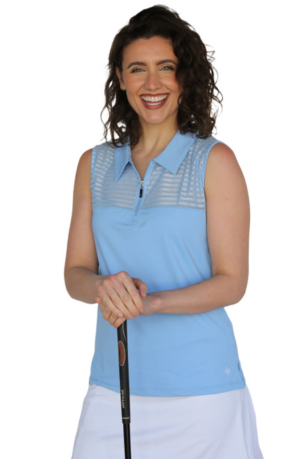 Women's Sheer Sleeveless Golf Shirt - Sky image 3