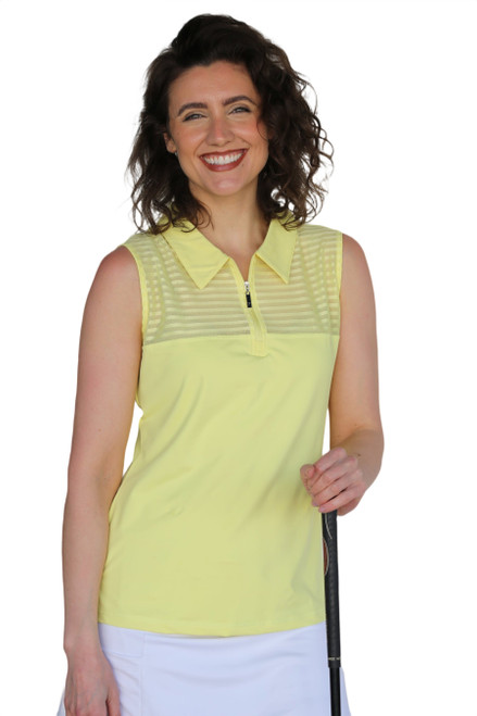 Women's Sheer Sleeveless Golf Shirt - Daffodil image 1