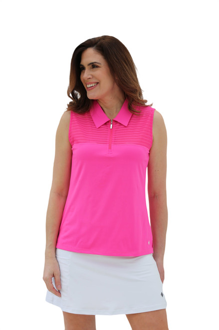 Women's Sheer Sleeveless Golf Shirt - Hot Pink image 1