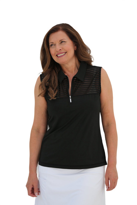 Sleeveless Sheer Golf Shirt Black image 1