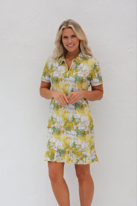 Women's Short Sleeve Frill Golf Dress – Daisies image 1