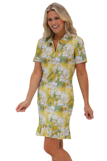 Women's Short Sleeve Frill Golf Dress – Daisies image 2