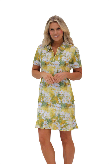 Women's Short Sleeve Frill Golf Dress – Daisies image 1