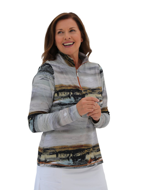 Women's Long Sleeve Mid Layer Golf Shirt - Driftwood image 1