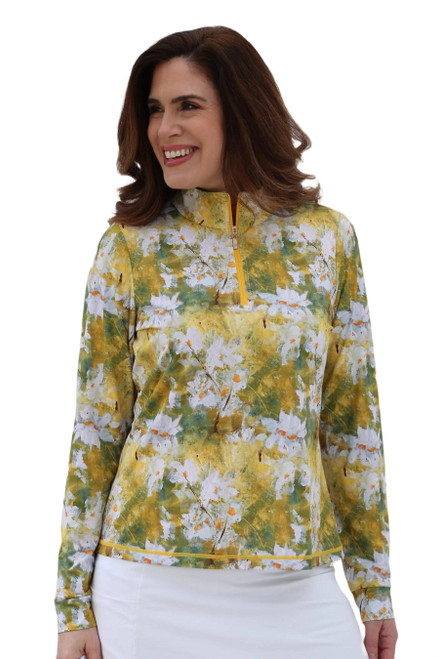 Women's Long Sleeve Mid Layer Golf Shirt – Daisies image 4