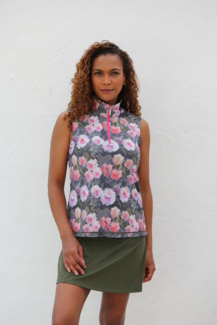 Women's Sleeveless Mock Golf Shirt - Host of Roses image 1
