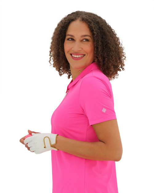 Women's Short Sleeve Golf Polo Shirt – Hot Pink image 4