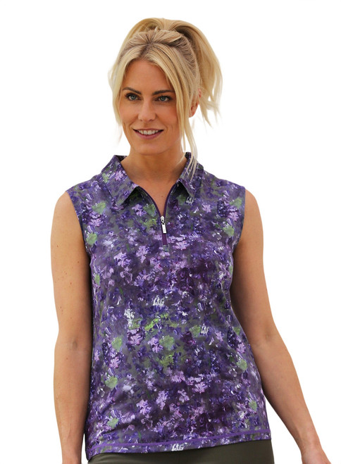 Women's Sleeveless Polo Golf Shirt – Forget Me Not image 1