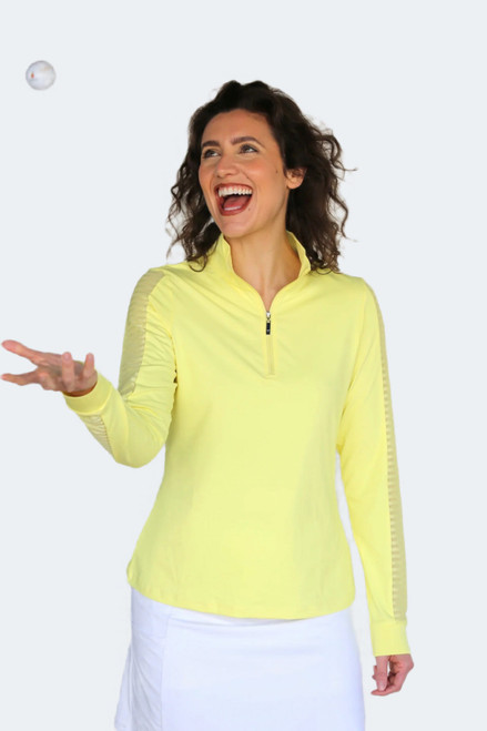 Women's Sheer Long Sleeve Golf Shirt - Daffodil image 1