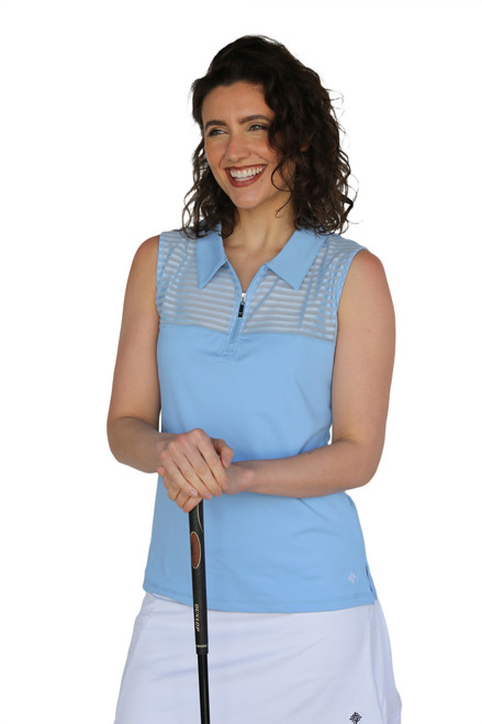 Women's Sheer Sleeveless Golf Shirt - Sky image 1