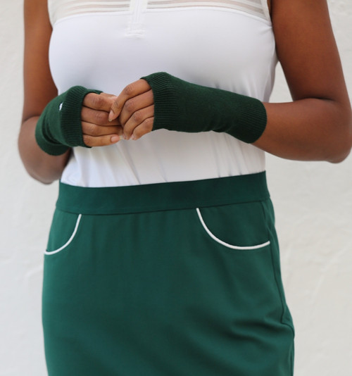Women's Merino Wool Wrist Warmers - Forest Green image 1