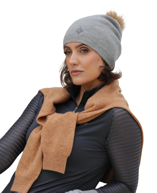 Women's Double Layer Winter Beanie - Grey image 1