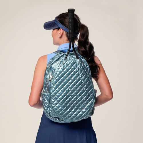 Teal Quilted Tennis Racquet Backpack image 1