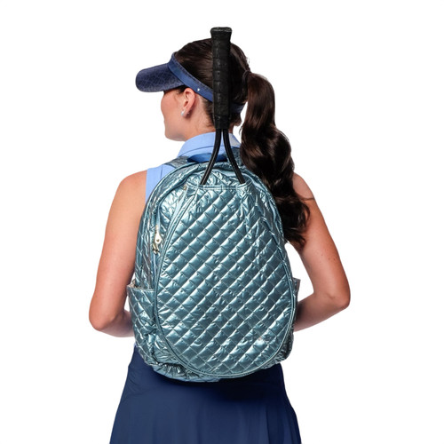 Teal Quilted Tennis Racquet Backpack image 1