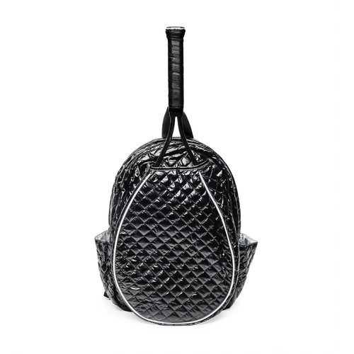 Black Quilted Tennis Racquet Backpack image 1