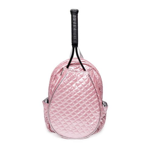Pink Quilted Tennis Racquet Backpack image 1