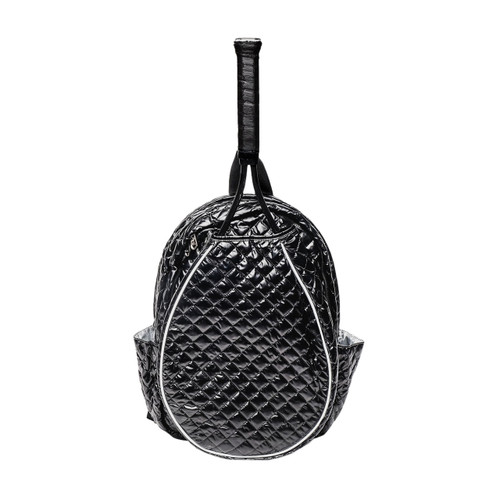 Black Quilted Tennis Racquet Backpack image 1