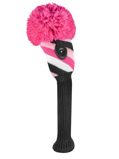 Just4Golf Diagonal Stripe Fairway Knit Headcover - Pink, Black, White