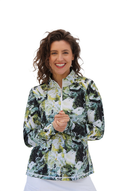 Women's Long Sleeve Mid Layer Golf Shirt Olivine image 1