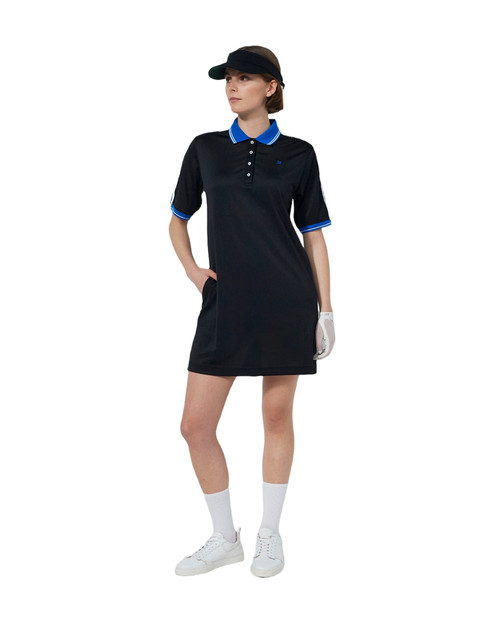 Half Sleeve Black Polo Shirt Dress image 1